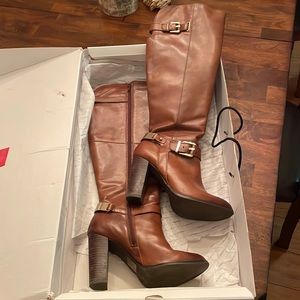 Aldo Knee High Boot with Gold Accents